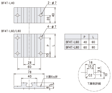 説明：ベースフランジ40(Tロック結合タイプ)