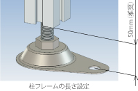 クリーンブース柱フレームの長さ設定 クリーンブース柱フレームの長さ設定