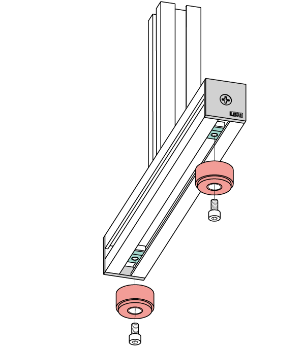 フレーム溝を利用してFナットでの取付