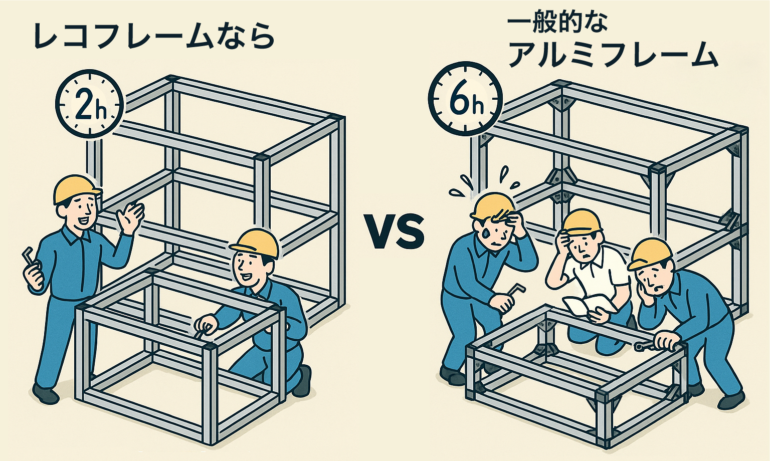 レコフレームの組立時間　1/3